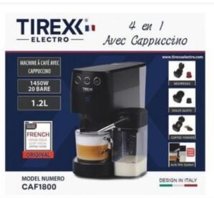 Machine à café Tirexx 4en1 avec cappuccino