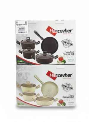 Batterie de Cuisine 7 Pieces Hascevher Granite Beige/Noir